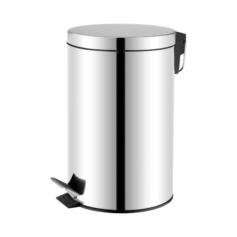 Papelera Redonda con Pedal en Acero inox Brillo
